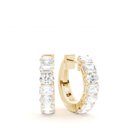 Oval and Emerald Shaped Diamond Hoop Earrings