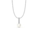 Freshwater Pearl Diamond Accented Drop Pendant