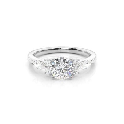 Floral Diamond Accent Engagement Ring